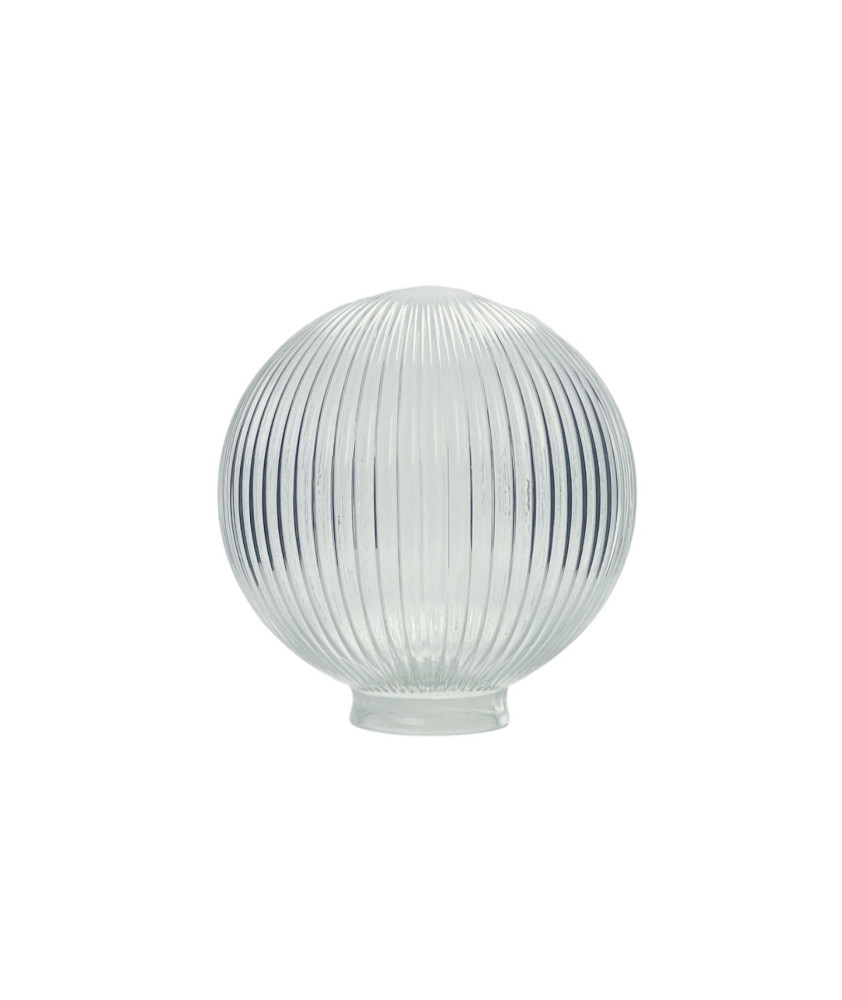 200mm Reeded Glass Globe Light Shade Clear or Frosted John Moncrieff Ltd